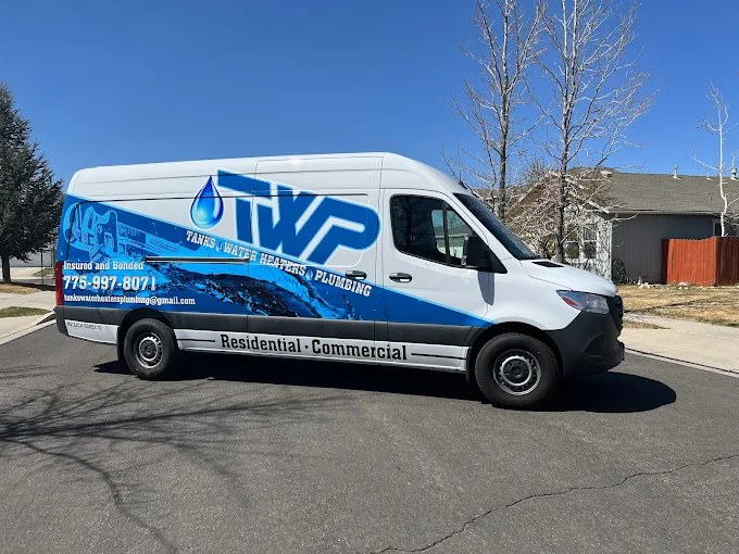 The TWP-wrapped Sprinter van of Tanks Water Heaters & Plumbing